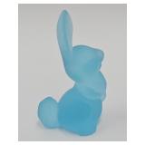 Viking Blue Satin GlassThumper Glass Bunny Rabbit