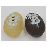 Westmoreland Hand Painted  Satin Glass Eggs 3.5'
