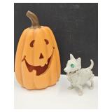 Barking Dog Skeleton 7'  & 13' h Ceramic Pumpkin