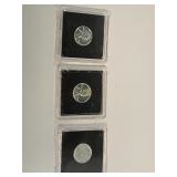 3 VF 1943 P, S, D Cased Steel Penny Coins