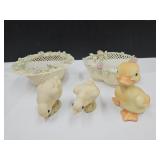 Goebel Duck, Lattice Porcelain Baskets +
