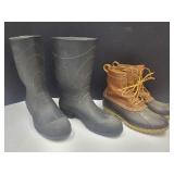 Size 7 LL Bean Boots & 8  Rubber Boots