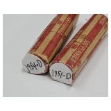 2 Rolls 1951 D & 1954 D Wheat Peanny Coins