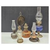 6  Oil Lamps 2 W Chimneys 8 to 13'h