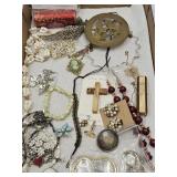 Costume Jewelry Cameo Necklace, Brass Trivet ++