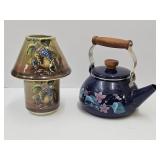 Cobalt Color Tea Kettle & Full SZ Candle w Globe