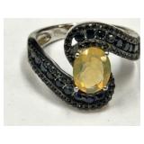 Sz. 8.5 Opal & Black Spinel Ring