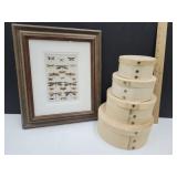 4 Wood Nesting Boxes 4'-7'w & Butterfly Wall Decor