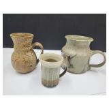 Pottery Stoneware Mugs 3.5'-5.5' H