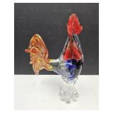 VTG Murano Style Large Art Glass Rooster 12'h