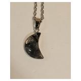 Labradorite Moon Pendant on Chain