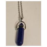 Dark Blue Gemstone Pendant on Chain