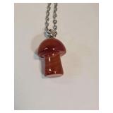 Red Carnelian Mushroom Pendant on Chain