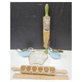 MCM Pottery Cream & Skull Heads Rolling Pins+