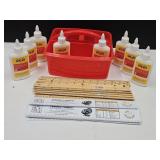 New School Glue with Caddy & Rulers