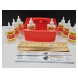 New School Glue with Caddy & Rulers