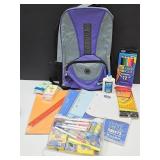 New  Back Pack Purple & Black  w School Supplies