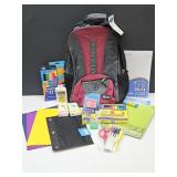 New Burgundy / Black Back Pack w School Supplies