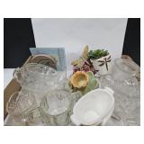 Vintage Glass Lot, Cut Glass, Etched, Milk Glass+