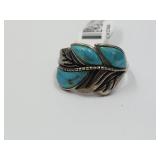 JTV Sputhwest Turquoise Leaf Ring St. Silver SZ9