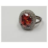 JTV Ruby Colored CZ Gold ov Sterling Sil Ring Sz8