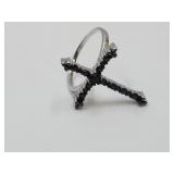 JTV Black Spinel Cross Ring SZ8
