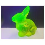 Uranium Mosser Glass Bunny Rabbit 5 1/4' high