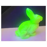 Uranium Mosser Glass Bunny Rabbit  5 1/4' high