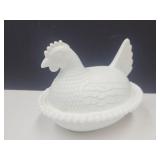 VTG Milk Glass Hen on a Nest