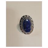 925 Silver Lapis lazuli Ring Adj.