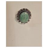 Blue Gemstone Sterling Silver Ring Adj.