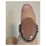 925 Silver Mauve Gemstone Ring Adj.