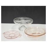 PInk Depression Glassware & Pedestal Cake Plates