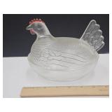 Vintage Clear Hen on a Nest 6 1/4' L
