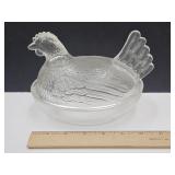 Vintage Clear Hen on a Nest  61/2' L
