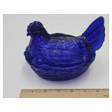 VTG  Wright Cobalt Hen on a Nest 5 3/4' L
