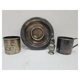 2 Silver Plated Baby Cups See Makers, Saucer  +