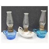 3 Oil  Finger Lamps 8' high