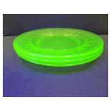 3 Uranium Glass Plates 8' wide