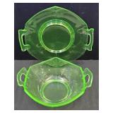 Uranium Glass Dishes  5.5 - 6.5' wide