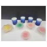 Nice Candle Lot + Cobalt Glass Holders + FLoating