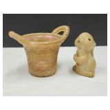 Boyds Slag Glass Basket + Bunny 2 1/4 'H