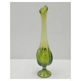 VTG Green Viking Swung Glass Vase Petal 14'H