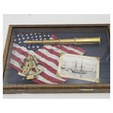 Brass Telescope & Sextant Marked 1885 In Display