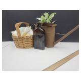 Rustic  Water Can, Red River Basket, Whiskey Botte