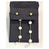 10KG Over Sterling Silver Faux Pearl Earrings