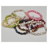 Fresh Water Pearls Stretch Bracelet 10 PC JTV Set