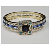 Gold Tone Blue & Purple Crystal JTV Bracelet
