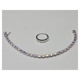 Belle Luce Sterling Silver Ring SZ9 & Bracelet Set