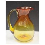 Amberina  Hand Blown Glass Pitcher 8 1/4' high